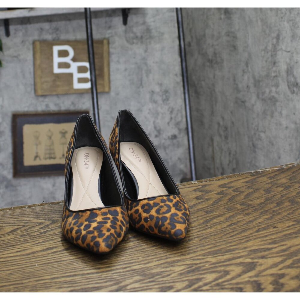 NWT On 34th Womens Jeules Pointed-Toe Slip On Pumps Leopard Microsuede 7M - Picture 7 of 12